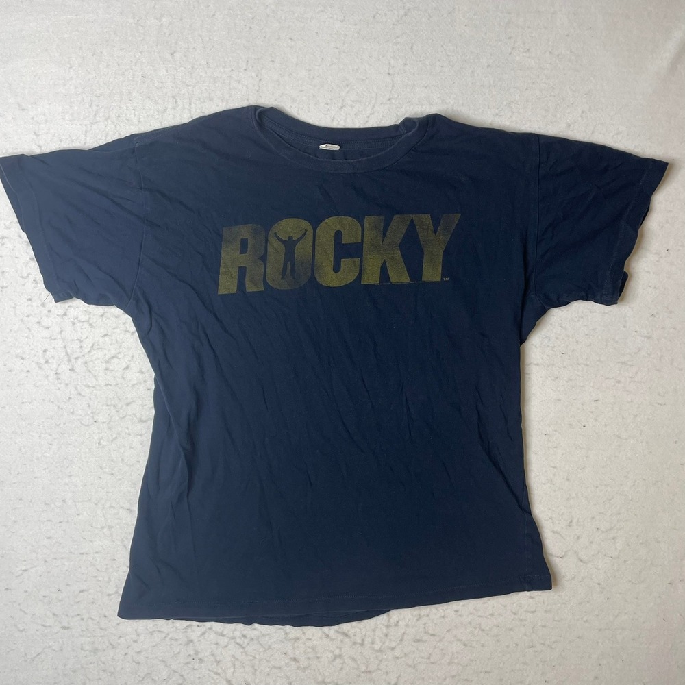 Magic Rocky Movie Graphic T Shirt‎ Mens Size Large Navy Blue Cotton